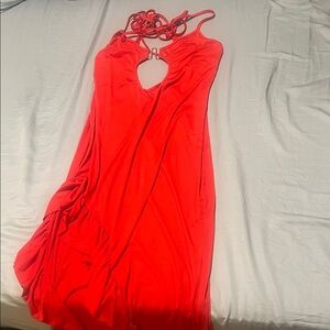 Elegant Red Backless Dress